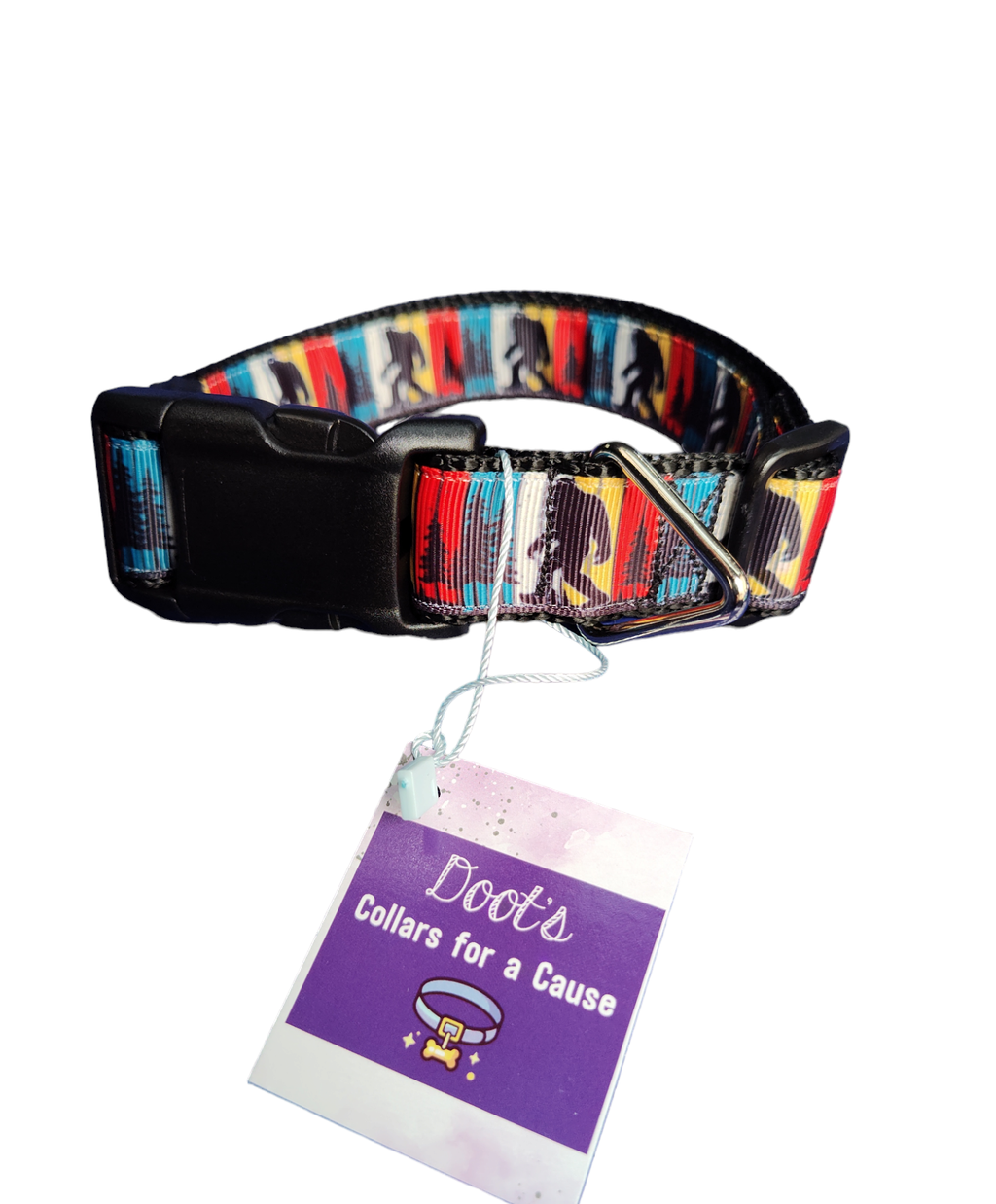 Bigfoot Sasquatch Black Nylon Dog Collar MD, LG, XL, Leash