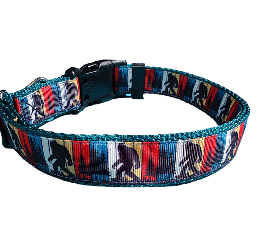 Bigfoot Sasquatch Green Nylon Dog Collar MD, LG, XL, Leash