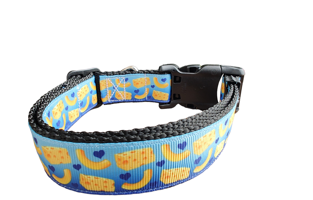 Mac And Cheese Black Nylon Dog Collar MD, LG, XL, Leash