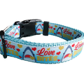 Love Bite Sharks Lt Blue Nylon Dog Collar MD, LG, XL, Leash