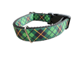 Green and Gold Plaid Nylon Dog Collar