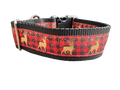 Red Plaid Deer 1.5" Wide Nylon Dog Collar