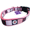 Patchwork Cherries Pink Nylon Dog Collar MD, LG, XL, Leash